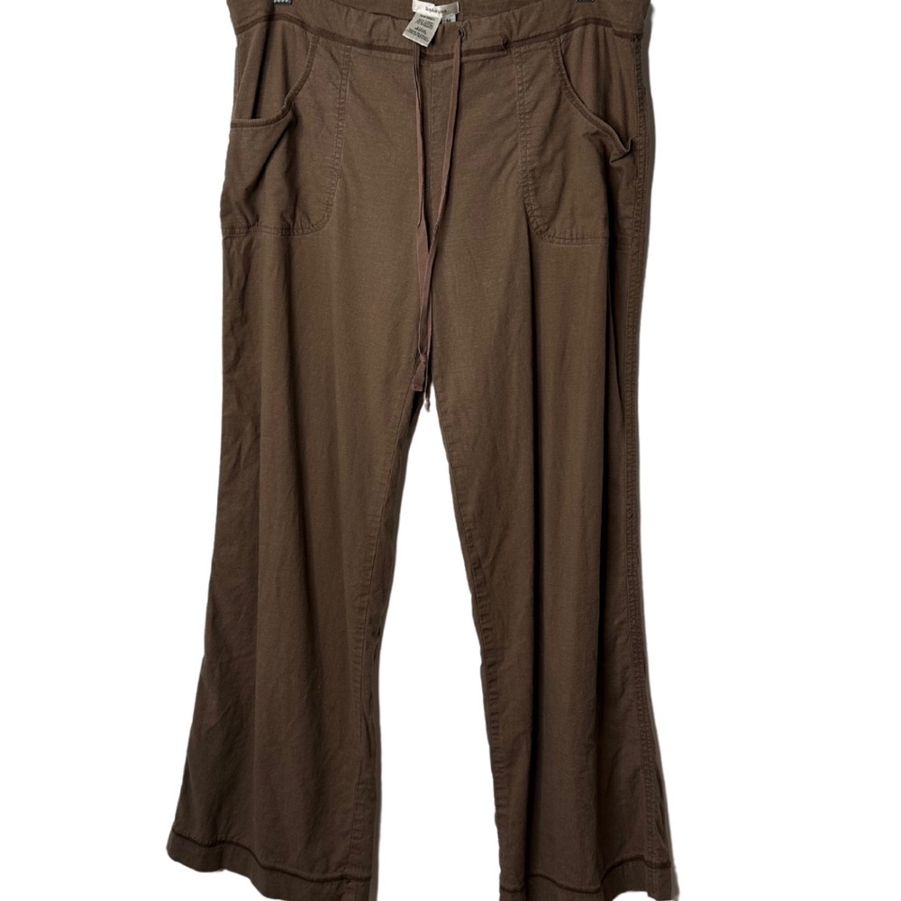 Brown Linen Wide-Leg Pants